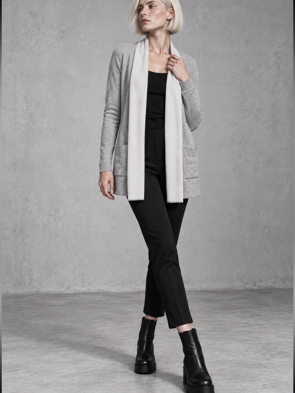 Aritzia Babaton  Two-Tone Wool Blend Cardigan Grey Size S